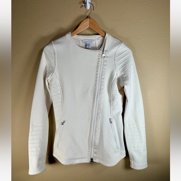 ATHLETA Magnolia White MOTO Jacket Full Zip Size S/T - Picture 3 of 10